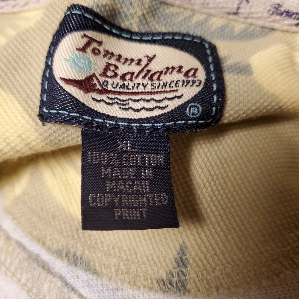 Tommy Bahama Polo Shirt Mens Yellow Floral Short Sleeve 100%‎ Cotton Size XL - Picture 3 of 8